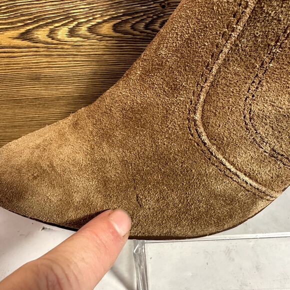 Suede Mocha Mousse Ankle Boots Womens 8M Pointed Toe Fall Booties Chelsea Violet - Picture 5 of 13